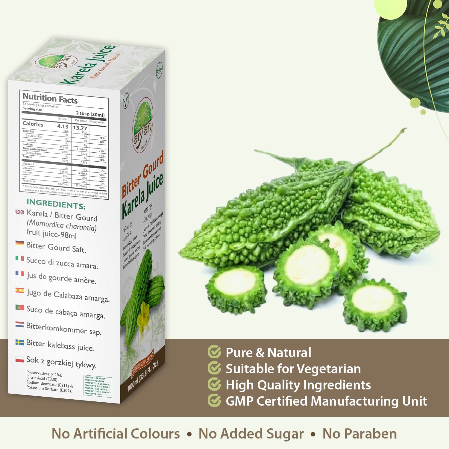 Aryan Bitter Gourd Karela Juice 1 Ltr